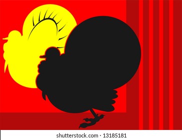  turkey fowl in red background	