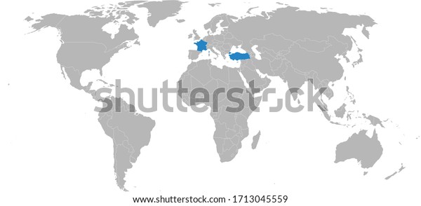 Turkey To France Map Turkey France Highlighted On World Map Stock Vector (Royalty Free)  1713045559 | Shutterstock