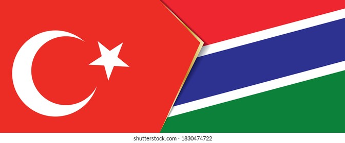 Turkey and Gambia flags, two vector flags symbol of relationship or confrontation.