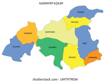 Turkey Gaziantep District Map Vector Stock Vector (Royalty Free ...