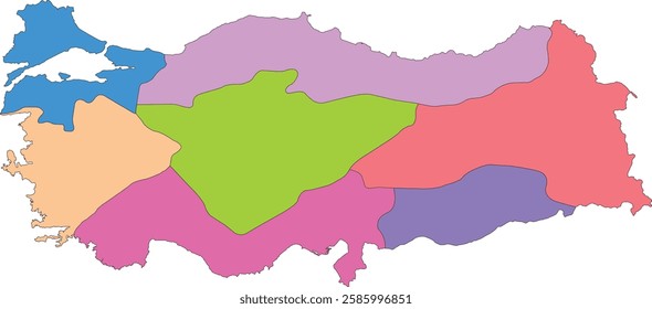 turkey geographic region map. Turkey Map with states and modern round shapes. Map of Turkey regions, turkey vector drawing of the map, country maps, maps