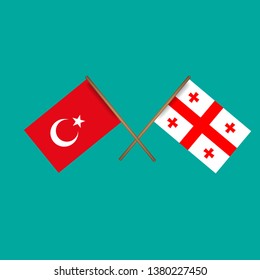 Turkey and Georgia crossed flags.Language learning or travel concept