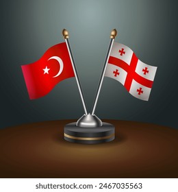 Turkey and Georgia Republic table flags relation with gradient backgrund. Vector Illustration