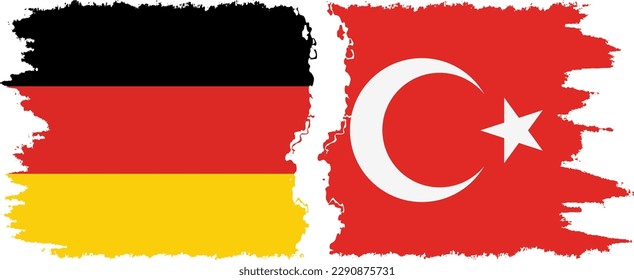 Turkey and Germany grunge flags connection, vector