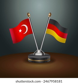 Turkey and Germany table flags relation with gradient backgrund. Vector Illustration