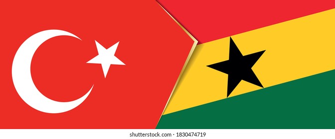 Turkey and Ghana flags, two vector flags symbol of relationship or confrontation.