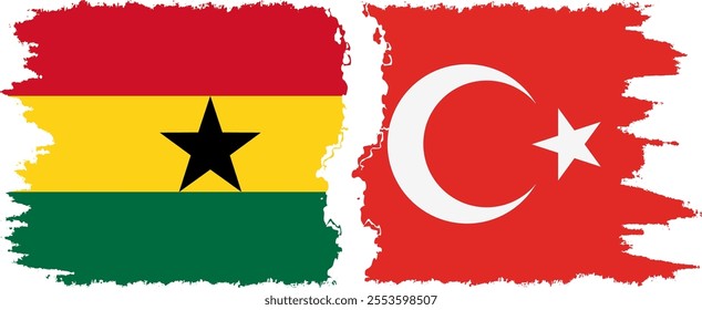 Turkey and Ghana grunge flags connection, vector