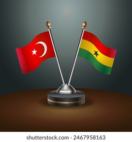 Turkey and Ghana table flags relation with gradient backgrund. Vector Illustration