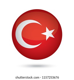 Turkey glossy round button. Vector Illustration EPS10.