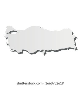 Turkey - grey 3d-like silhouette map of country area with dropped shadow. Simple flat vector illustration.