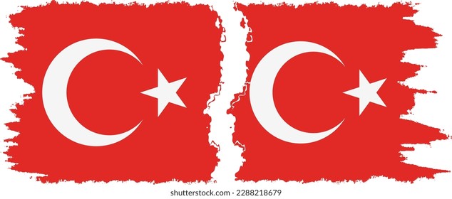 Turkey and Turkey grunge flags connection, vector