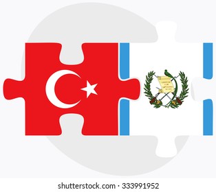 Turkey and Guatemala Flags in puzzle isolated on white background