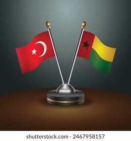Turkey and Guinea Bissau table flags relation with gradient backgrund. Vector Illustration