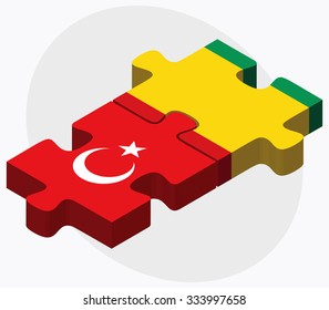 Turkey and Guinea Flags in puzzle isolated on white background