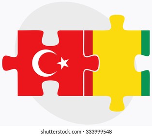 Turkey and Guinea Flags in puzzle isolated on white background