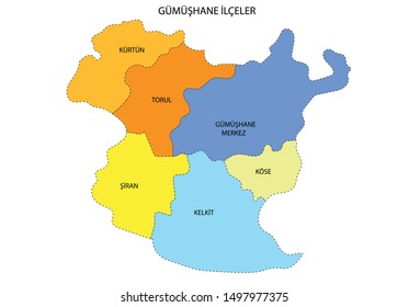 Turkey, Gumushane district map vector
