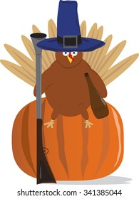 Turkey with a gun and a bottle.
