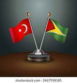 Turkey and Gunaya table flags relation with gradient backgrund. Vector Illustration