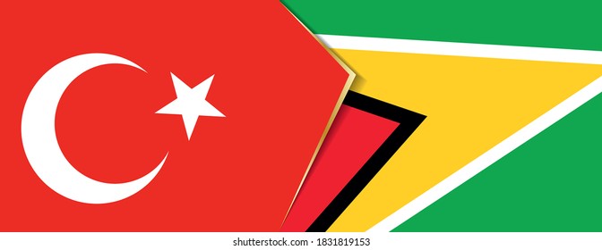 Turkey and Guyana flags, two vector flags symbol of relationship or confrontation.