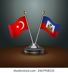 Turkey and Haiti table flags relation with gradient backgrund. Vector Illustration