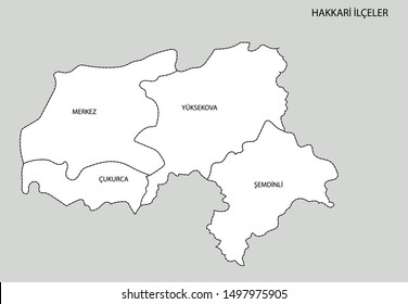 Turkey Hakkari District Map Vector Stock Vector (royalty Free 