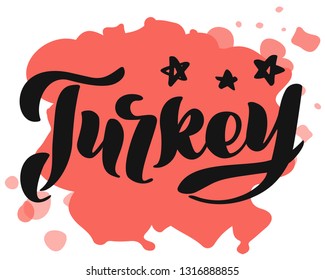 Turkey hand drawing logo. Logos for banner, poster, postcard, website. Vector template
