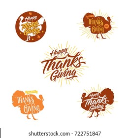 Turkey and Happy Thanks Giving Lettering