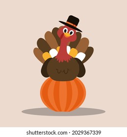 Türkei Frohe Thanksgiving-Tag Herbst Jahreszeit Flache Illustration