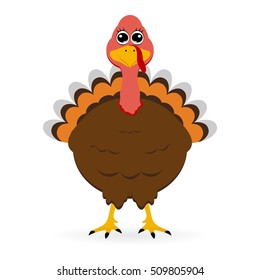 Turkey in hat on Thanksgiving Day, vector illustration