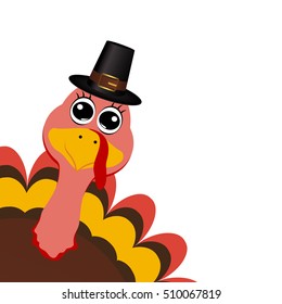 Turkey in hat on Thanksgiving Day, vector illustration?