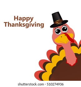 Turkey in hat on Thanksgiving Day 