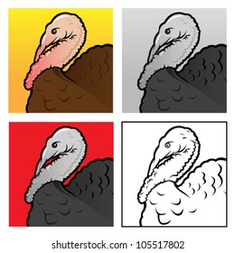 Turkey head, 4 version illustrations