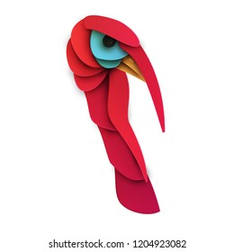 Turkey head. Cartoon farm bird in trendy paper cut craft graphic style. Modern design for advertising, branding greeting card, cover, poster, banner. Vector illustration.