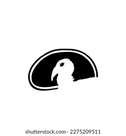 Turkey Head Silhouette in the Meat Shape for Logo,Label, Mark, Tag, Pictogram or Graphic Design Element. The Turkey is a large bird in the genus Meleagris. Vector Illustration
