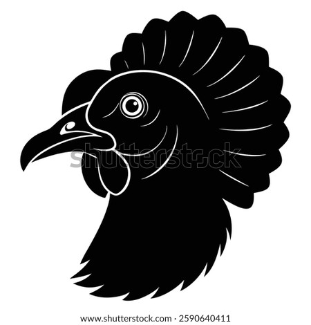 Turkey Head Silhouette Vector Art Illustration and Black Turkey Head Design