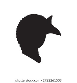 Turkey head silhouette vector flat illustration design on white background