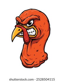 Turkey head vector mascot with angry face