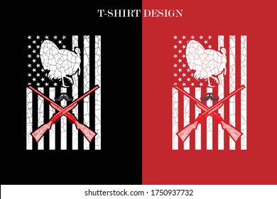 Turkey Hunting American Flag t-shirt design