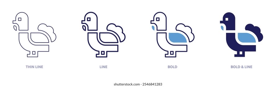 Turkey icon in 4 different styles. Thin Line, Line, Bold, and Bold Line. Duotone style. Editable stroke.