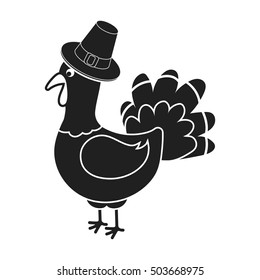 Turkey icon in black style isolated on white background. Canadian Thanksgiving Day symbol stock vector illustration.