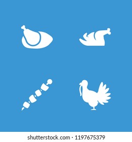 Turkey icon. collection of 4 turkey filled icons such as chicken. editable turkey icons for web and mobile.