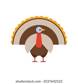 Turkey icon. Doodle illustration - large native North America bird. Autumn season, Thanksgiving, American cuisine concept