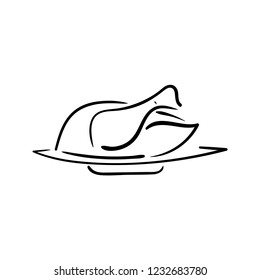 Turkey icon doodle in linear sketch for christmas