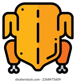 Turkey icon in filled line style. Vector illustration, suitable for logo, web, graphic design, illustration, sticker, books, etc