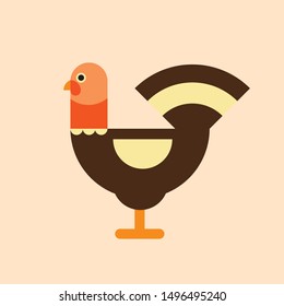 Turkey icon flat design, flat style. Autumn turkey icon. Flat illustration of autumn turkey vector icon