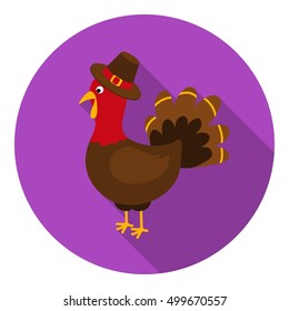 Turkey icon in flat style isolated on white background. Canadian Thanksgiving Day symbol stock vector illustration.