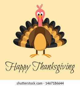 Turkey icon in flat style. Vector illustration for design and web. Thanksgiving card design