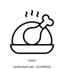 turkey icon. Line Art Style Design Isolated On White Background