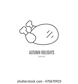 Turkey icon. Line style vector series. Thanksgiving symbol.