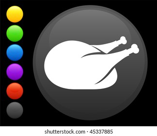 Truthahn-Symbol auf dem runden Internet-Button Original-Vektorgrafik 6 Farbversionen enthalten